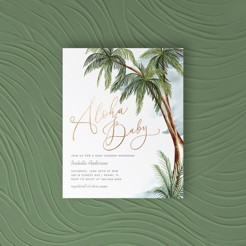 Budget Watercolor Palm Trees Aloha Baby Shower