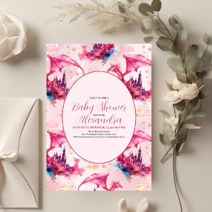 Budget Watercolor Pink Dragon Baby Shower