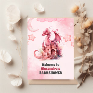 Budget Watercolor Pink Dragon Baby Shower  Flyer