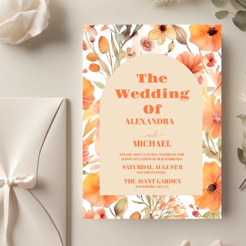 Budget Watercolor Pink Orange Wildflowers Wedding