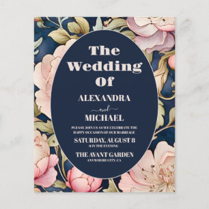 Budget Watercolor Pink Peony Art Nouveau Wedding