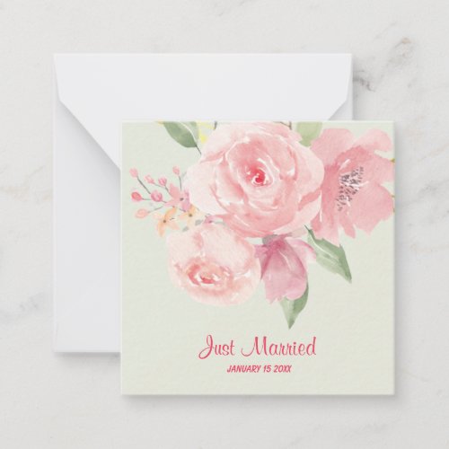 Budget watercolor pink roses Wedding Announcement