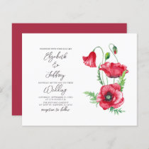 Budget Watercolor Red Poppy Wedding Invitation