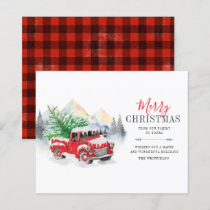 Budget Watercolor Red Truck Merry Christmas