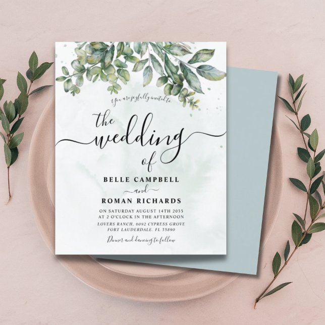 Budget Watercolor Sage Green Eucalyptus Wedding  (Creator Uploaded)