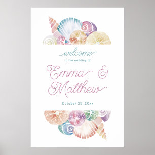  Budget Watercolor SeaShell Welcome Poster