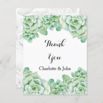 Budget Watercolor Succulent Wedding Thank You Card