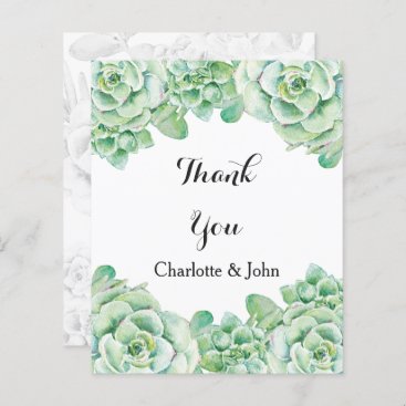 Budget Watercolor Succulent Wedding Thank You Card