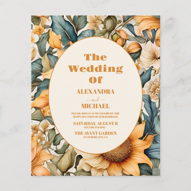 Budget Watercolor Sunflower Wedding (Front)