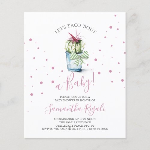 Budget Watercolor Taco Bout Baby Shower Flyer