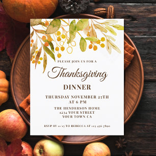 Budget Watercolor Thanksgiving Invitation