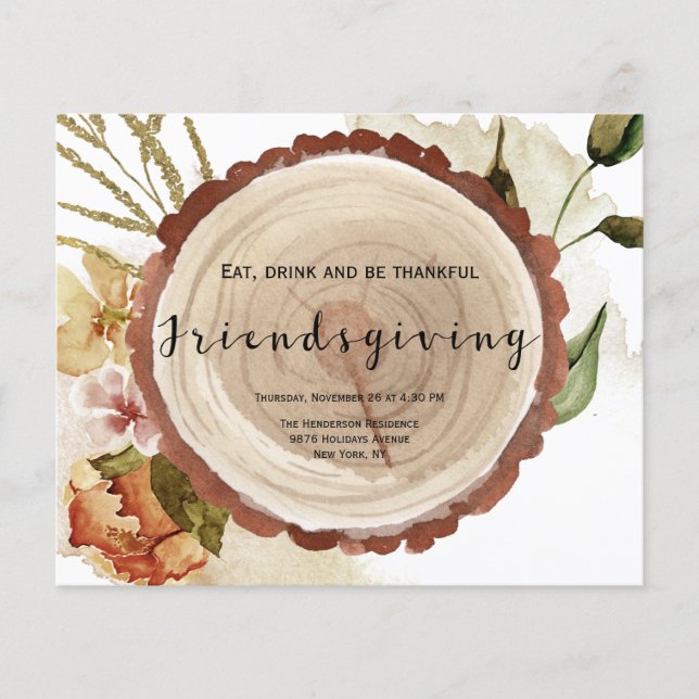 Budget watercolor Thanksgiving Invitation. Flyer (Front)