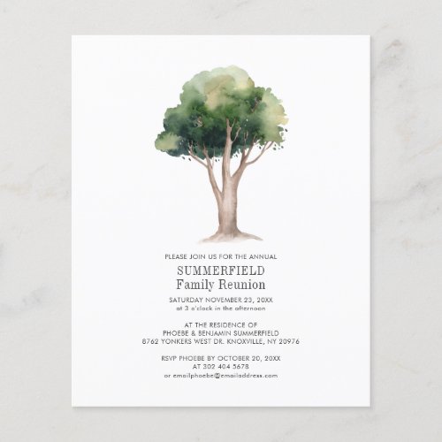 Budget Watercolor Tree Family Reunion Invitation