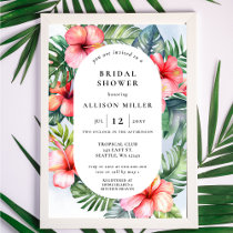 Budget Watercolor Tropical Flowers Bridal Shower