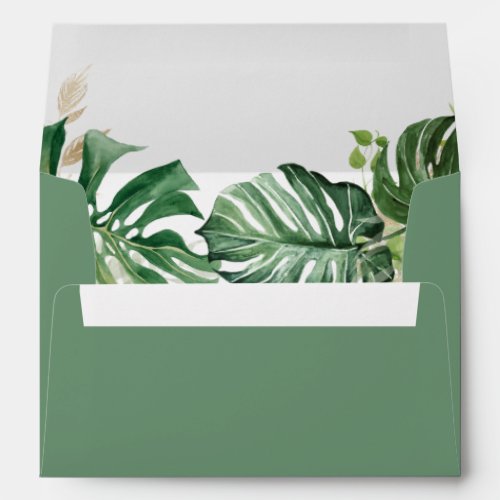 Budget Watercolor Tropical Palm Leaves Wedding A7 Envelope