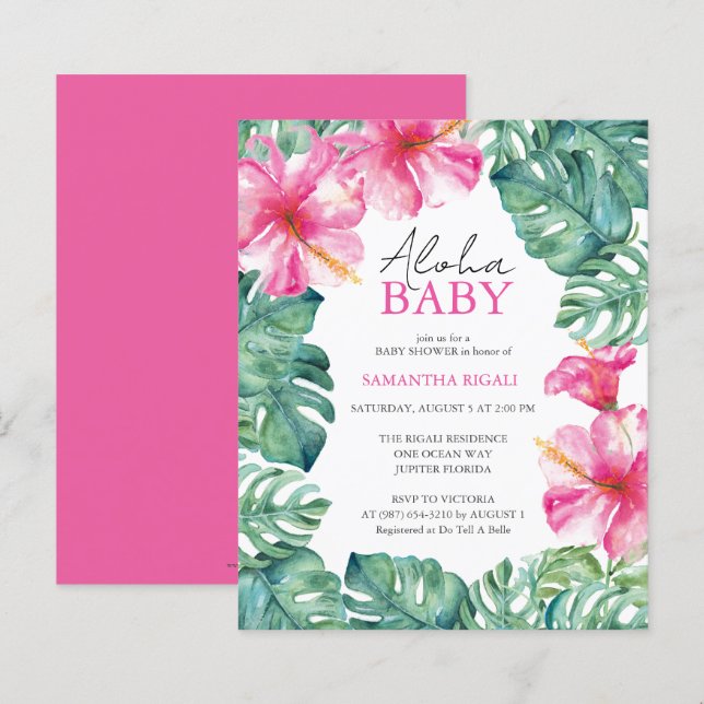 Budget Watercolor Tropical Summer Baby Shower (Front/Back)