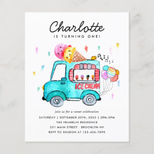 Budget Watercolor Truck Balloon Ice Cream Birthday