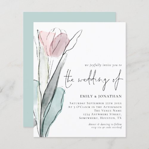 Budget Watercolor Tulip Wedding Invitation