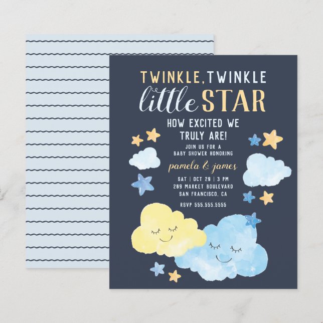 Budget Watercolor Twinkle Little Star Baby Shower (Front/Back)