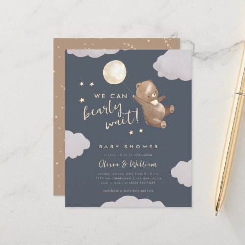Budget Watercolor We Can Bearly Wait Baby Shower
