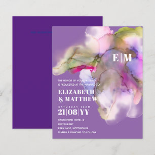 BUDGET Watercolor Wedding Abstract Purple Gray