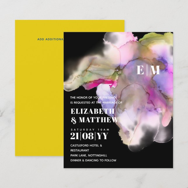 BUDGET Watercolor Wedding Abstract Purple Gray (Front/Back)