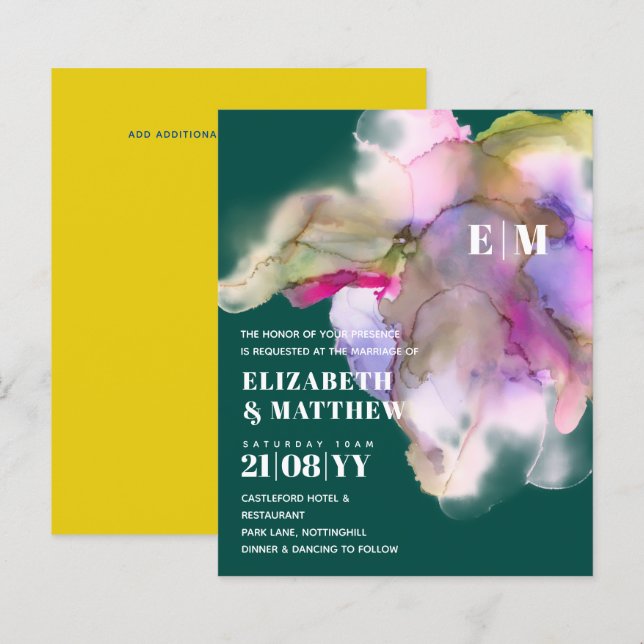 BUDGET Watercolor Wedding Abstract Purple Gray (Front/Back)