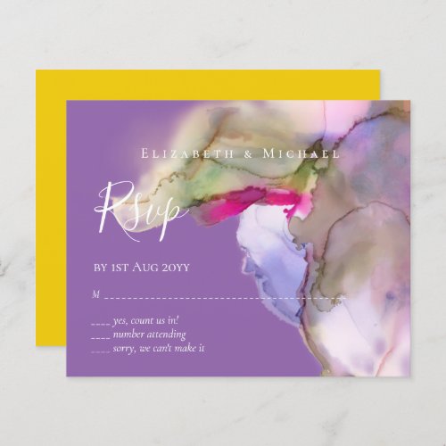 BUDGET Watercolor Wedding Abstract Purple  rsvp