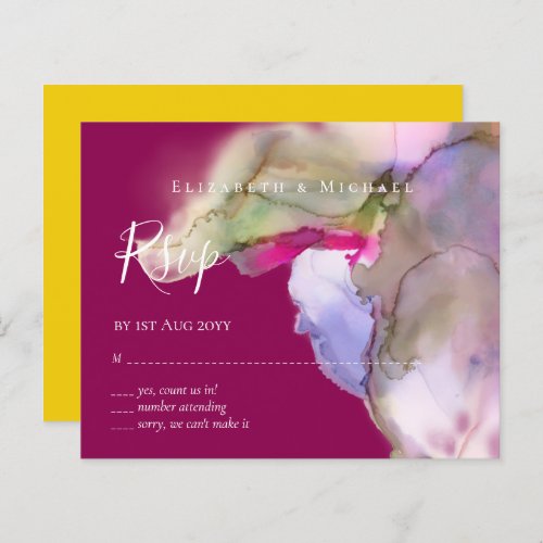 BUDGET Watercolor Wedding Abstract Purple  rsvp