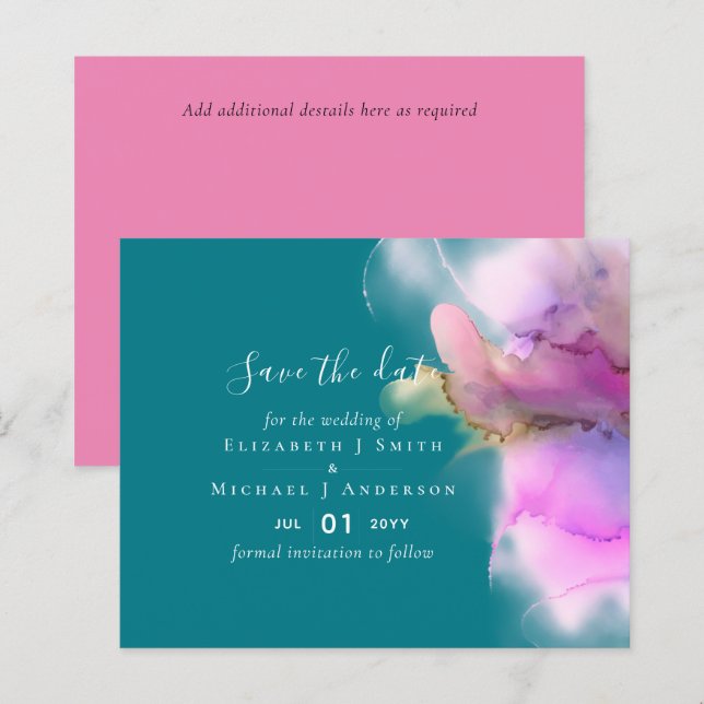 BUDGET Watercolor Wedding Abstract Save Dates (Front/Back)