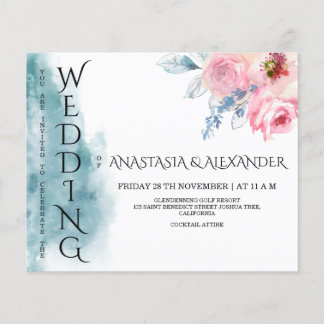 Budget Watercolor wedding invitation. Flyer