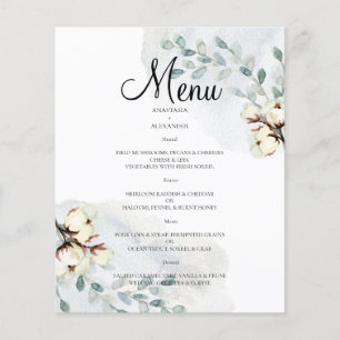 Budget Watercolor WEDDING MENU. Flyer