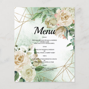 Budget Watercolor WEDDING MENU. Flyer