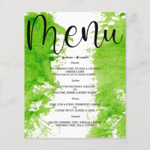 Budget Watercolor WEDDING MENU. Flyer