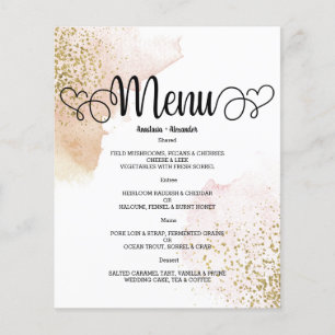 Budget Watercolor WEDDING MENU. Flyer