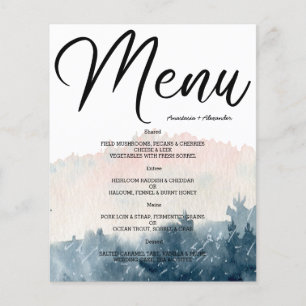 Budget Watercolor WEDDING MENU. Flyer
