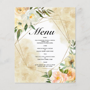 Budget Watercolor WEDDING MENU. Flyer