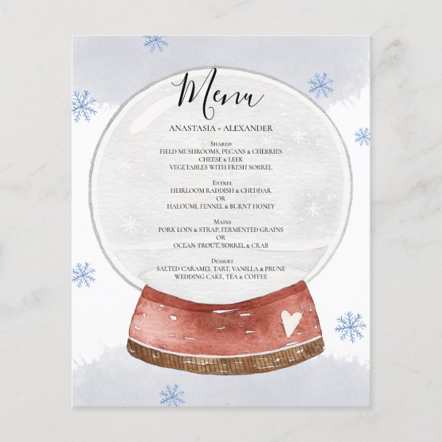 Budget Watercolor WEDDING MENU. Flyer (Front)