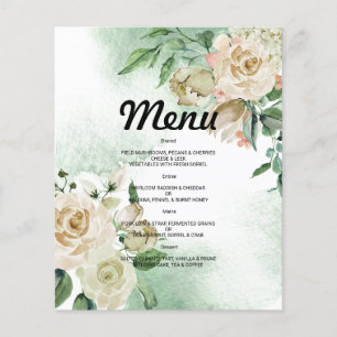 Budget Watercolor WEDDING MENU. Flyer