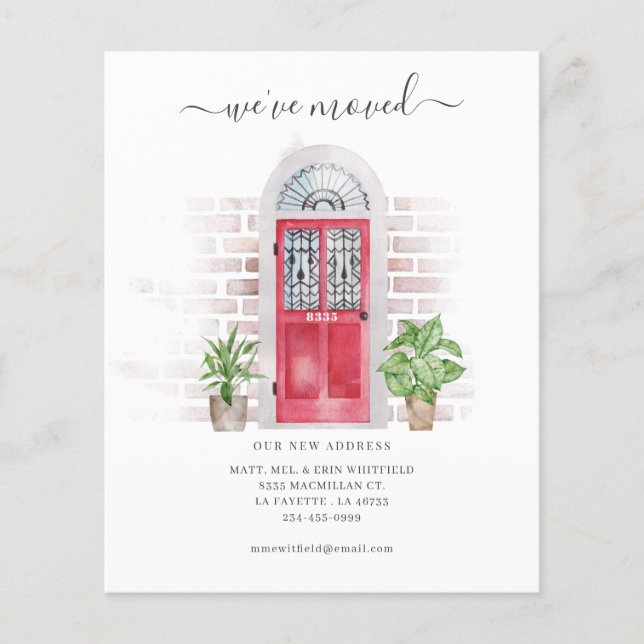 Budget Watercolor We've Moved Moving Announcement (Front)