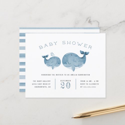 Budget Watercolor Whale Boys Blue Baby Shower