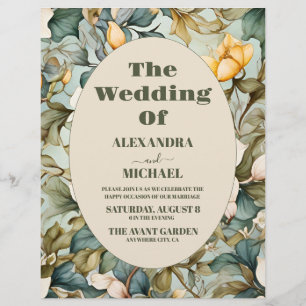 Budget Watercolor White Lily Art Nouveau Wedding Flyer