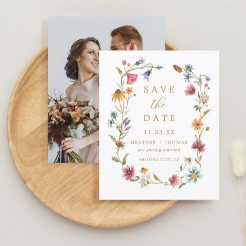 Budget Watercolor Wildflower Photo Save the Date