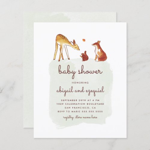 Budget Watercolor Woodland Animal Baby Shower