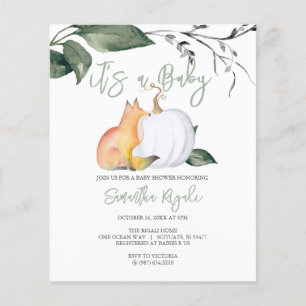 Budget Watercolor Woodland Fall Themed Baby Shower Flyer