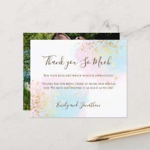 Budget Watercolors Photo Wedding Thank You