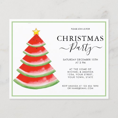 Budget Watermelon Christmas Party Invitation