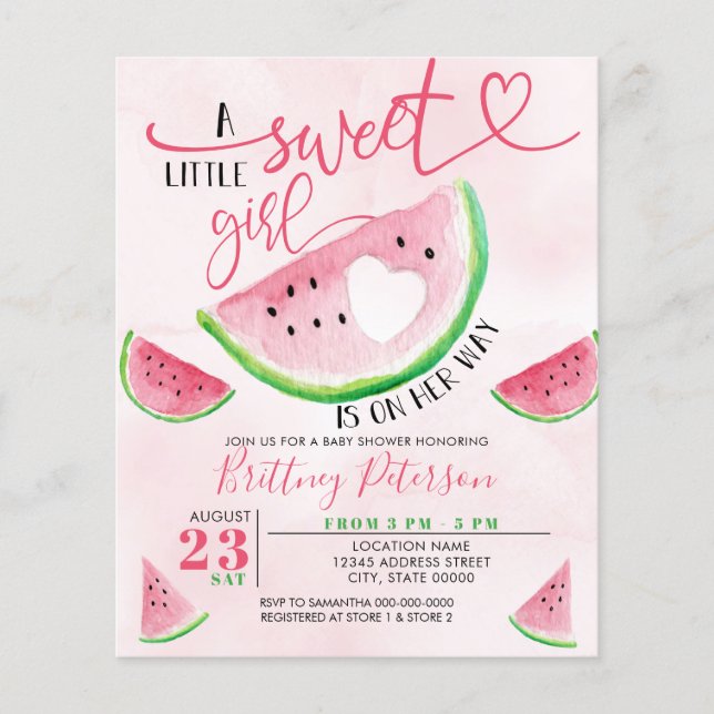 Budget Watermelon Pink Baby Shower Invitation (Front)