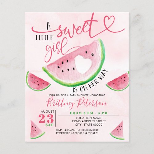 Budget Watermelon Pink Baby Shower Invitation