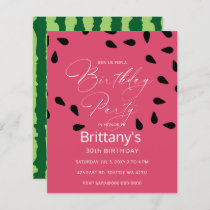 Budget watermelon summer birthday party invitation